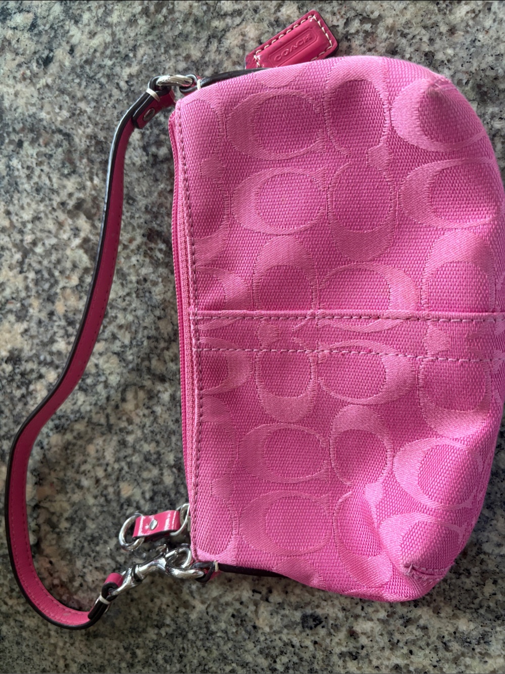 Coach Hot Pink Signature Canvas Wristlet